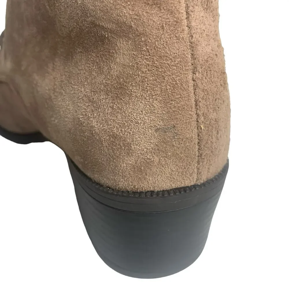 White Mountain Sz 9 Seneca Ankle Booties Taupe Beige Genuine Suede Leather Boots
